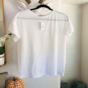 Loft XS ruffle sleeve linen tee